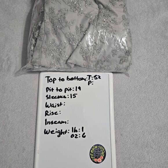 Vintage Landa Silver Beaded Sequin Maxi Evening Prom Dress Size 14 90's Y2K - Picture 5 of 8